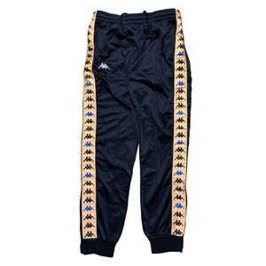 Mens Y2K Kappa Streetwear Track Style Black Jogger Sweatpants Size M